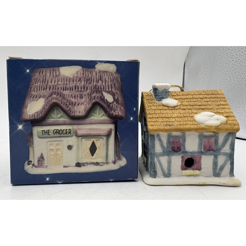 Vintage 1991 Readers Digest The Baker Ceramic House Christmas Ornament Box